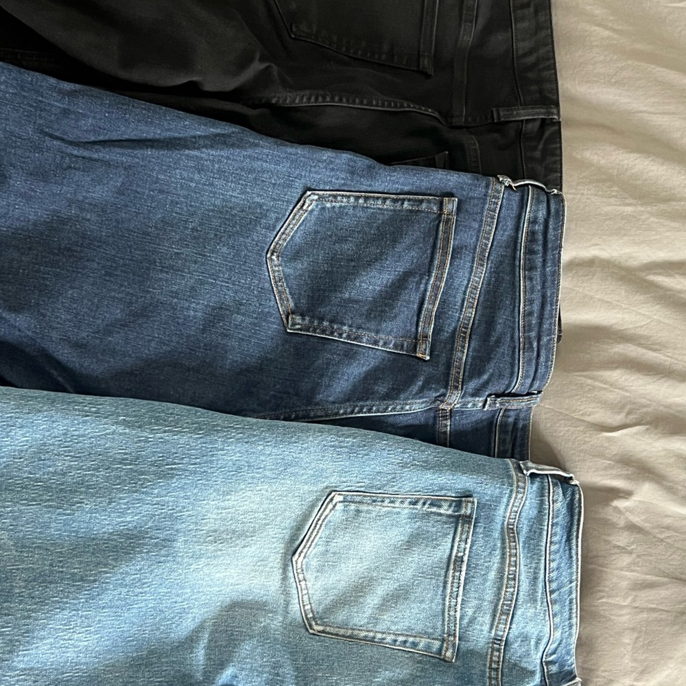 Like new: set of three Quince Women's Wide Leg - Black, Dark Blue, Light Blue - Picture 2 of 11